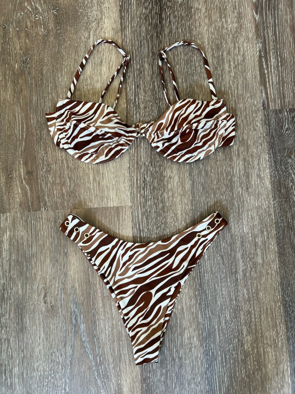 Lahana Swim Bikini Set in Brown Zebra